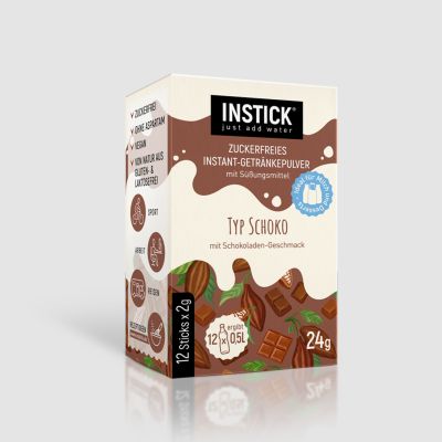 Instick Χυμός Σοκολάτα σε σκόνη για 0,5Lit - Συσκευασία 12τμχ x 2,5g