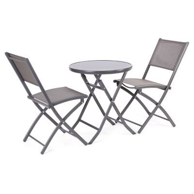 Σετ Μεταλλικό Στρογγυλό Τραπέζι με Καρέκλες Textilene Εξωτερικού Χώρου FDZN 5002