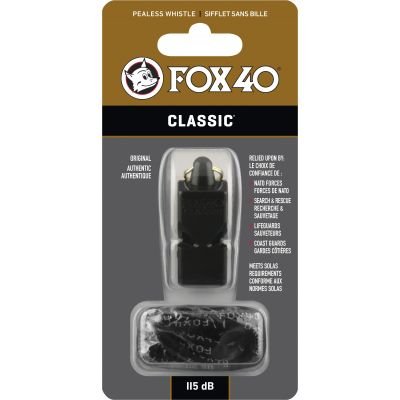 Fox Σφυρίχτρα  Classic Safety Μαύρη με Κορδόνι - 99030008