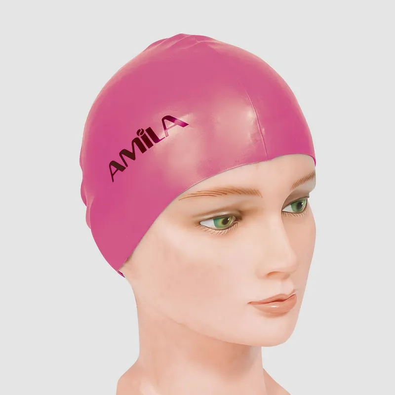 Amila Σκουφάκια πισίνας απλά μονόχρωμα, Ροζ 47016 - Water Polo-Αξεσουάρ Πισίνας