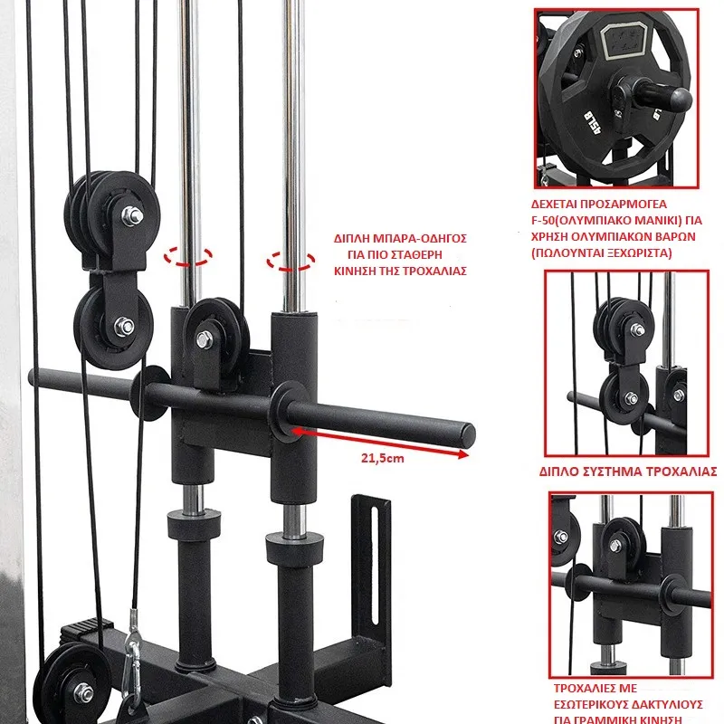 Viking F-1196 Τροχαλία - Functional Trainer - Σε 12 Άτοκες Δόσεις - Πολυόργανα με πρόσθετα βάρη