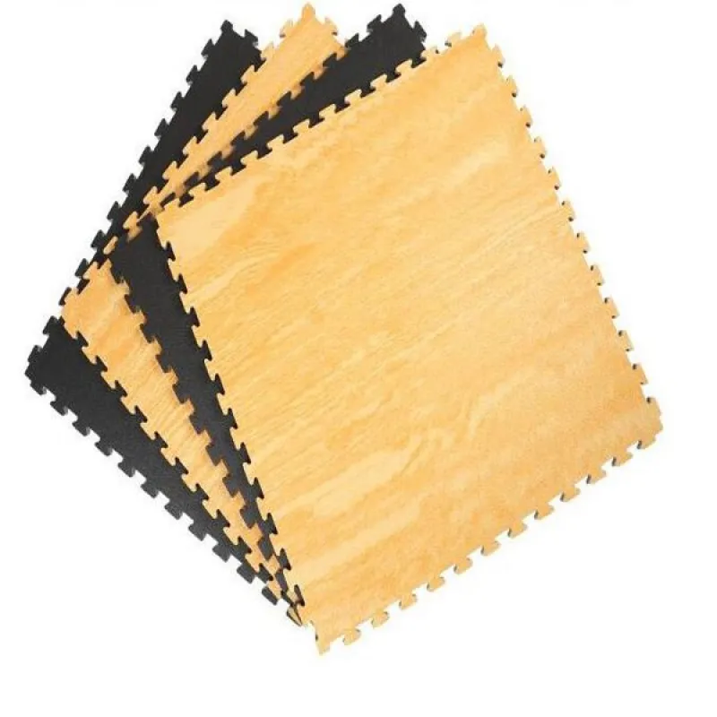 Viking Επαγγελματικό Δάπεδο Ασφαλείας EVA 100x100x2,5 εκ Puzzle Μαύρο/Ξύλο - Προστατευτικά Δάπεδα