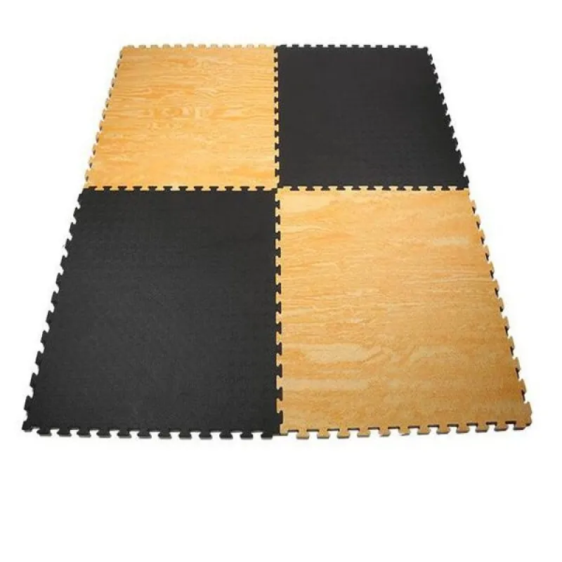 Viking Επαγγελματικό Δάπεδο Ασφαλείας EVA 100x100x2,5 εκ Puzzle Μαύρο/Ξύλο - Προστατευτικά Δάπεδα