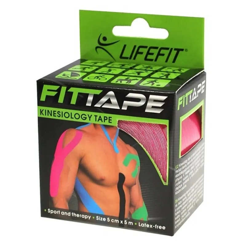 Life Fit Ταινία Κινησιοθεραπείας F-TAPE-02 Ροζ 5x500cm - Αθλητιατρικά