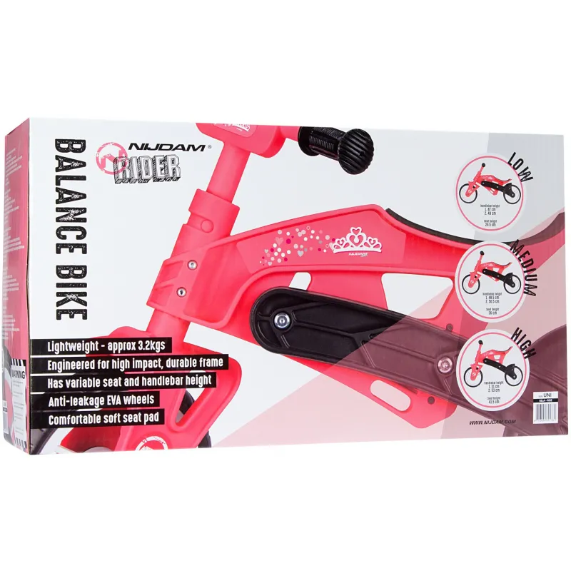 Nijdam N‑Rider Ποδήλατο Ισορροπίας Παιδικό Ροζ 52LA-ROZ - Επιλογές Δώρων για εκείνη...