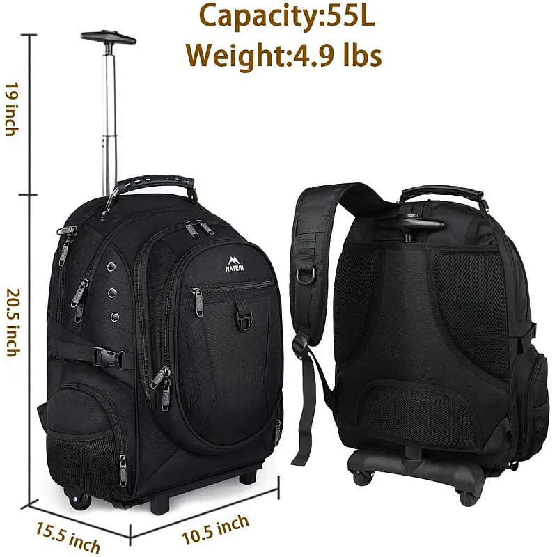 Σακίδιο πλάτης Τροχήλατο 55L Laptop 15,6” Matein 1271 μαύρο - Τροχοτσάντες
