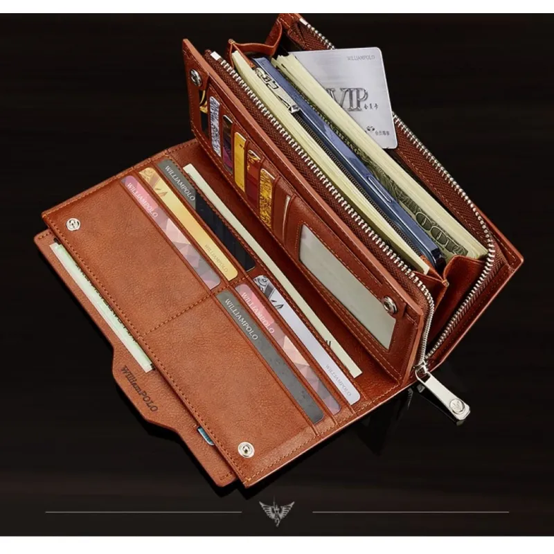 Δερμάτινο Ανδρικό πορτοφόλι William Polo 211566 dark brown - Δερμάτινα ανδρικά πορτοφόλια