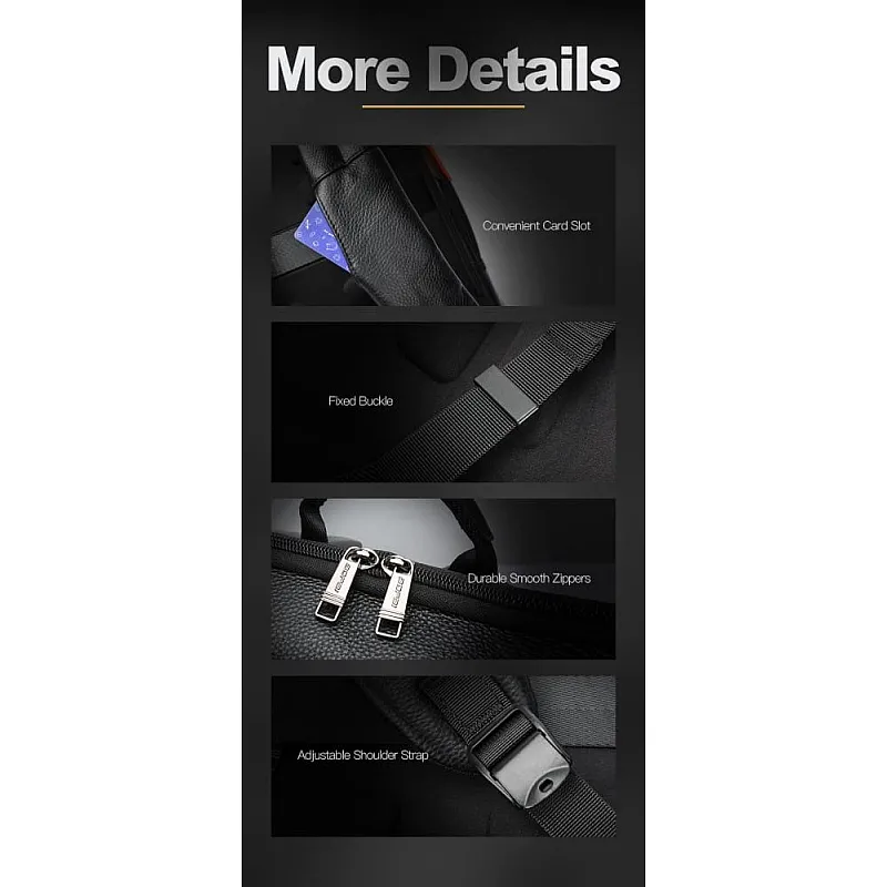 Δερμάτινο Σακίδιο πλάτης Αντικλεπτικό 28L Laptop 17,3” Bopai 61-121971 μαύρο
