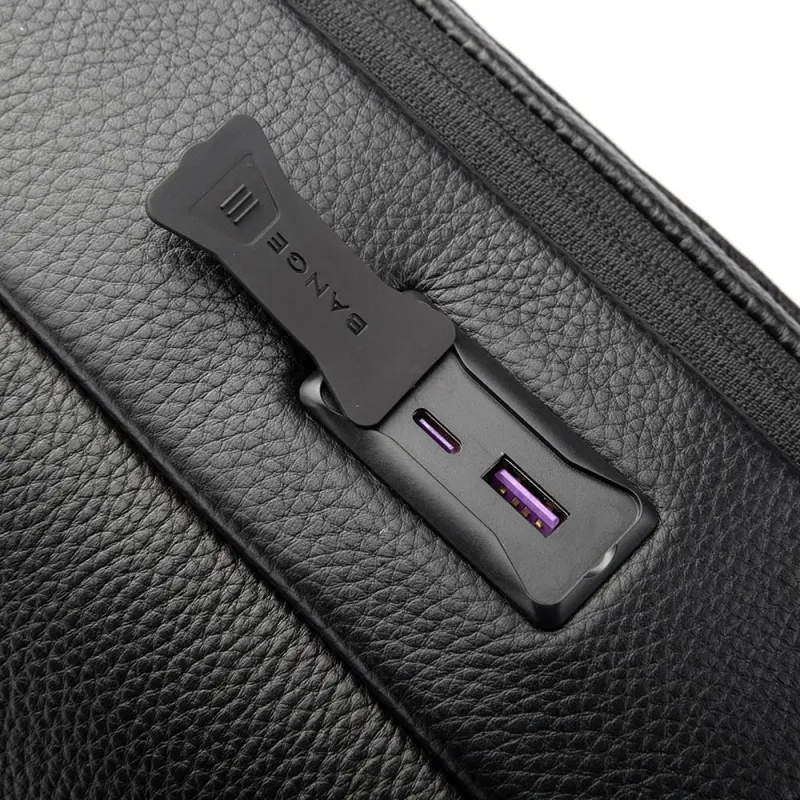 Δερμάτινο Σακίδιο πλάτης 21L Laptop 15,6” Bange 6621 μαύρο