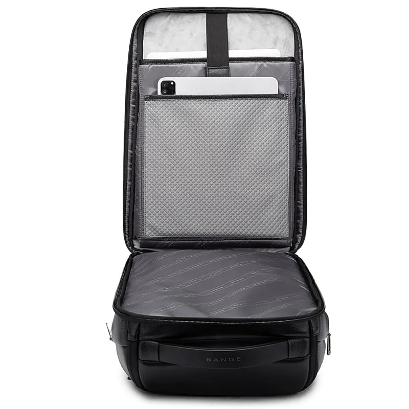 Δερμάτινο Σακίδιο πλάτης 24L Laptop 15,6” Bange 6623 μαύρο