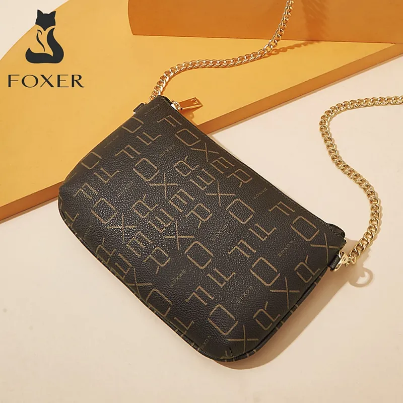 Δερμάτινη Γυναικεία Τσάντα PVC Χιαστί Foxer 9140097F καφέ - Τσαντάκια Γυναικεία Χιαστί
