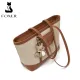 Δερμάτινη Γυναικεία Τσάντα Shopper  Ωμου Foxer 9151041F μπέζ/καφέ