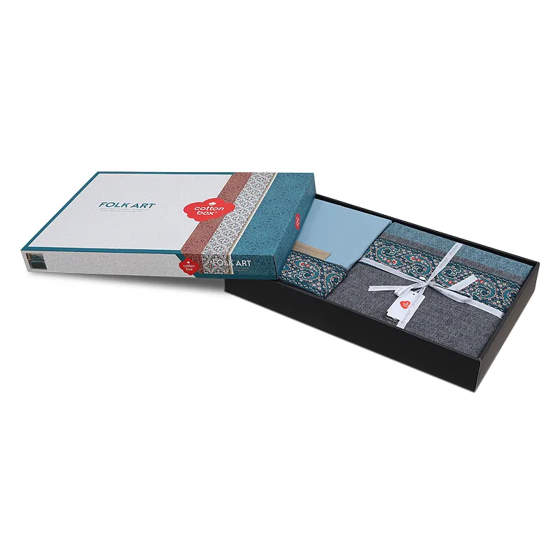 Σετ παπλωματοθήκη Ema Cotton Box 3 τμχ Μονή (160x220) χρώμα πετρόλ