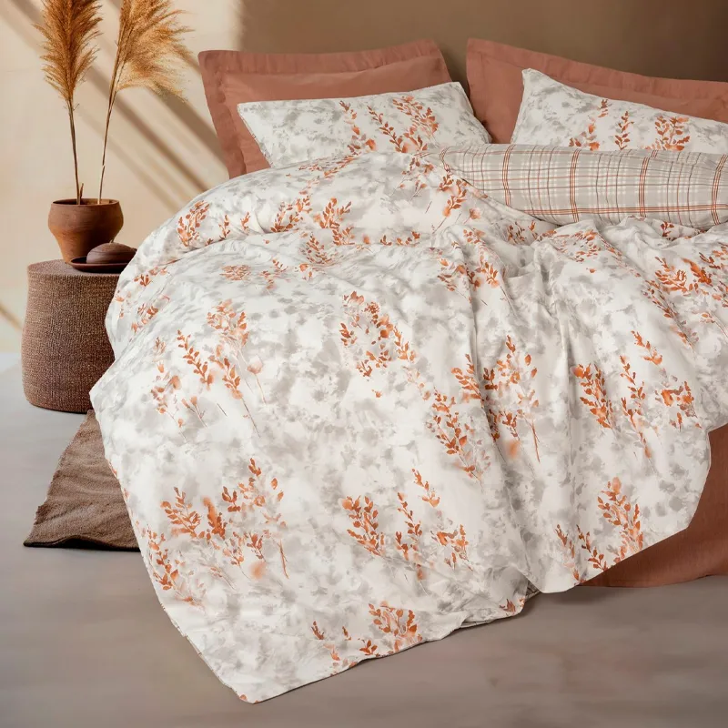 Σετ παπλωματοθήκη Lamina Cotton Box 3 τμχ Μονή (160x220) χρώμα cinnamon