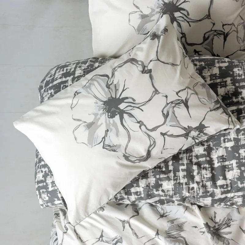 Σετ παπλωματοθήκη Hilaris Cotton Box 4 τμχ Διπλή (200x220) χρώμα ανθρακί