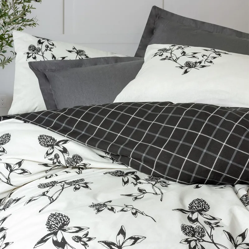 Σετ παπλωματοθήκη Ohia Cotton Box 4 τμχ Διπλή (200x220) χρώμα ανθρακί