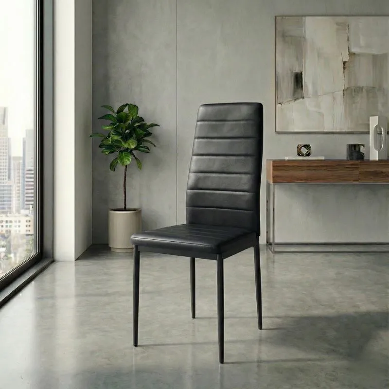 Καρέκλα τραπεζαρίας Rosa Megapap μαύρο PU - μεταλλικό μαύρο πόδι 4τμχ. 40x52x96εκ.