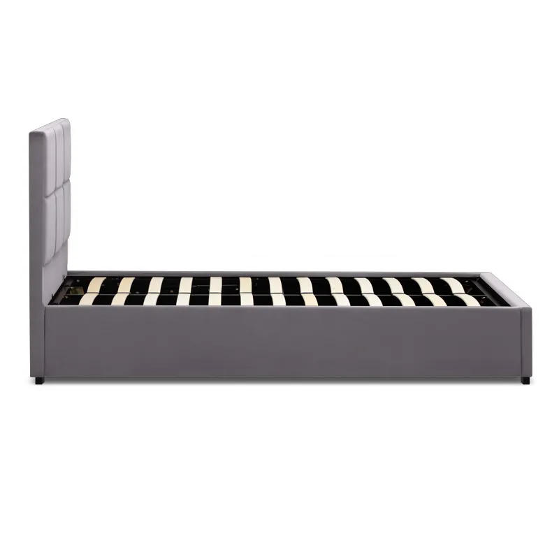 Κρεβάτι Kingston Megapap βελούδινο με αποθηκευτικό χώρο χρώμα γκρι 120x200εκ. - Κρεβάτια