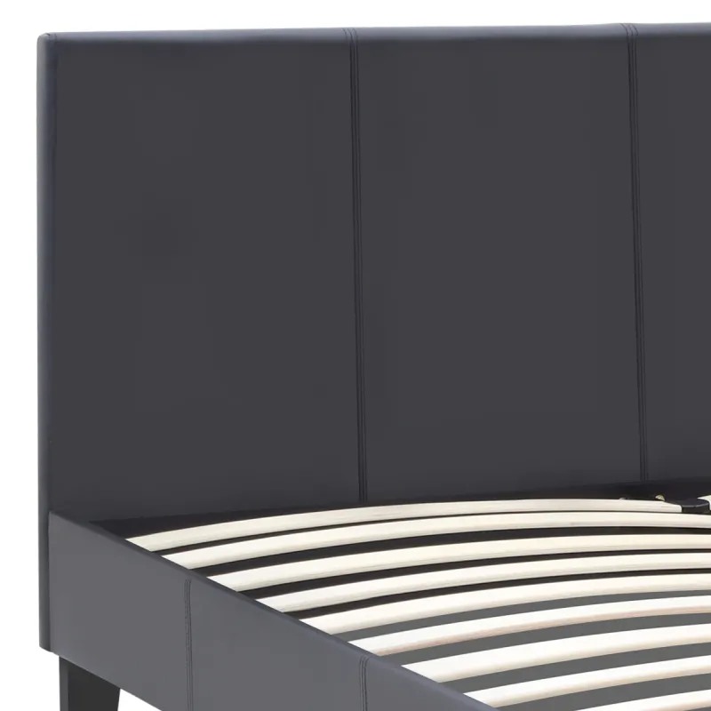 Κρεβάτι Flat Megapap από τεχνόδερμα χρώμα μαύρο ματ 160x200εκ.