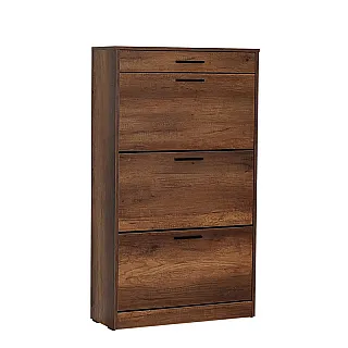 Παπουτσοθήκη Flat Megapap 18 ζεύγων σε χρώμα καρυδί 75x29x128εκ.