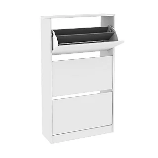 Παπουτσοθήκη Flat Duo Megapap 18 ζεύγων σε χρώμα λευκό 73x26x119εκ.