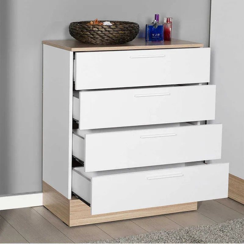Συρταριέρα Base Megapap χρώμα oak - λευκό 72x40x88εκ. - Συρταριέρες - Τουαλέτες