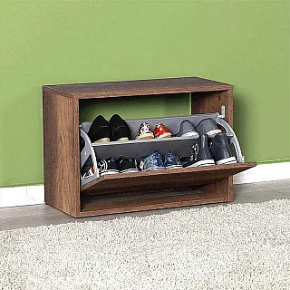 Παπουτσοθήκη 6 ζεύγων Step Megapap σε χρώμα καρυδί 60x30x42εκ.