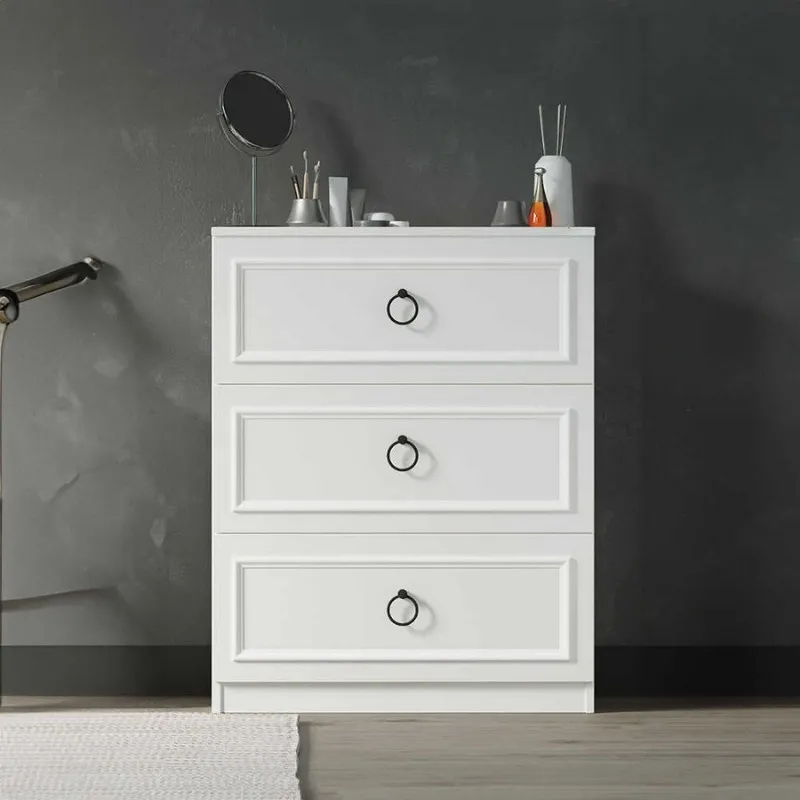 Συρταριέρα μελαμίνης Hampton Megapap χρώμα λευκό 72x44x93εκ. - Συρταριέρες - Τουαλέτες