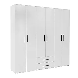 Ντουλάπα ρούχων Bianco Megapap εξάφυλλη χρώμα λευκό 206x52x213εκ.