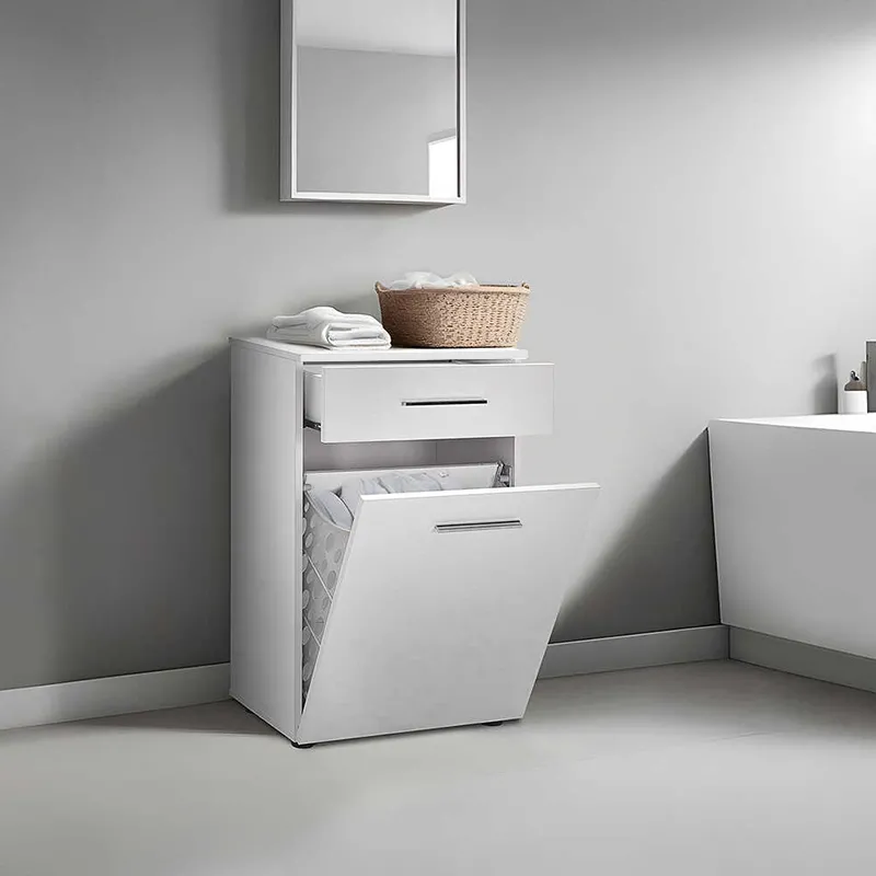 Ντουλάπι - Καλάθι απλύτων Diamond Megapap χρώμα λευκό gloss 52x38x83εκ.