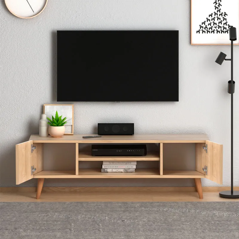 Έπιπλο τηλεόρασης Etna Megapap από μελαμίνη χρώμα oak 120x30x40εκ. - Έπιπλα τηλεόρασης