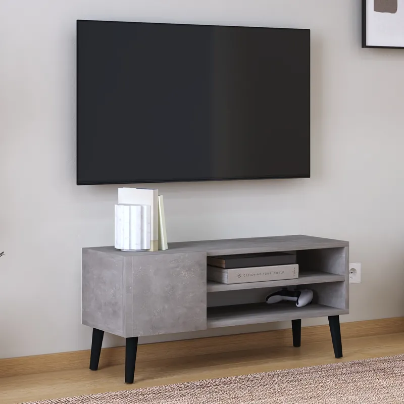Έπιπλο τηλεόρασης Porto Megapap χρώμα γκρι ρετρό 90x32x42εκ.