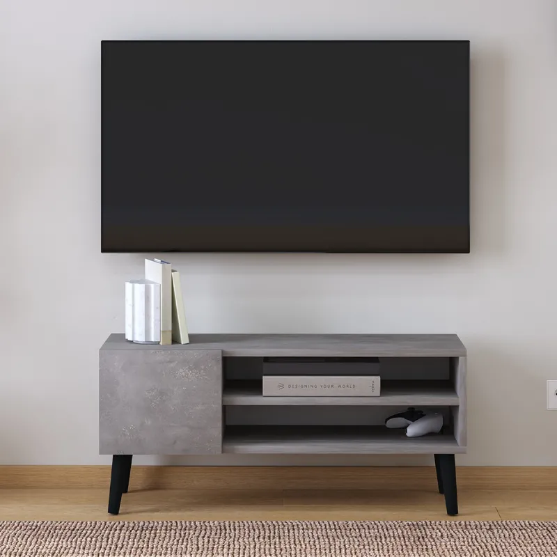 Έπιπλο τηλεόρασης Porto Megapap χρώμα γκρι ρετρό 90x32x42εκ.
