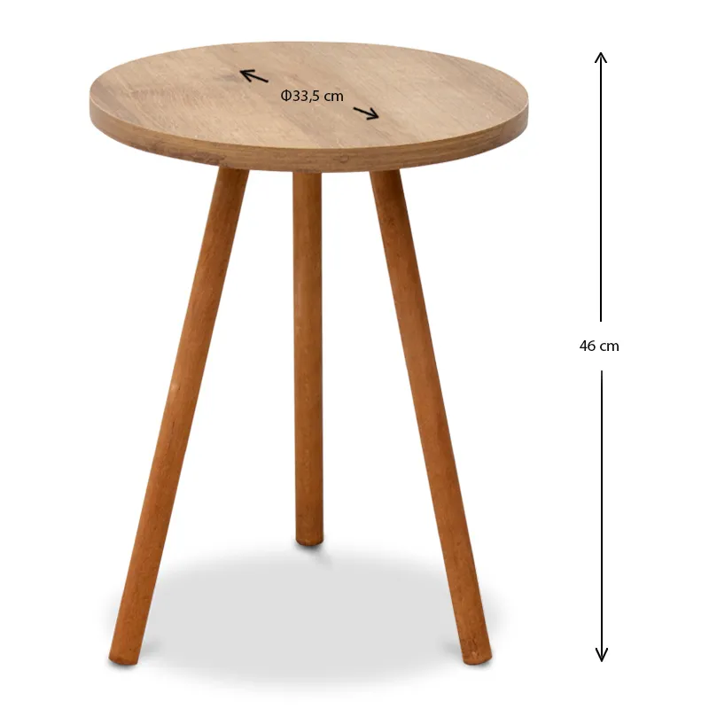 Βοηθητικό τραπεζάκι Roma Megapap από μελαμίνη χρώμα pine oak 33,5x33,5x46εκ. - Τραπεζάκια βοηθητικά