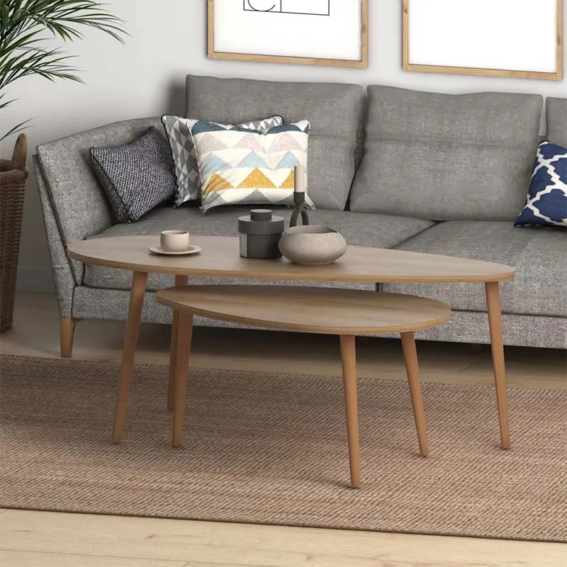 Βοηθητικά τραπεζάκια Elips Megapap από μελαμίνη χρώμα pine oak 116x46x46εκ. - Τραπεζάκια βοηθητικά