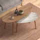 Βοηθητικά τραπεζάκια Elips Megapap από μελαμίνη χρώμα oak - μπεζ εφέ μαρμάρου 116x46x46εκ. - Τραπεζάκια βοηθητικά