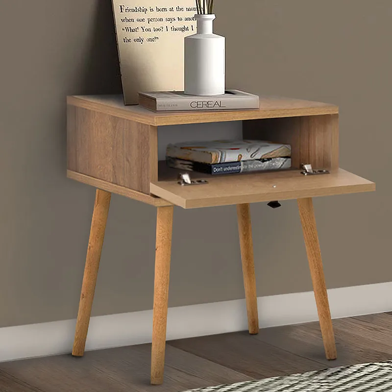 Κομοδίνο Pauline Megapap μελαμίνης χρώμα pine oak 45x35x61εκ. - Κομοδίνα