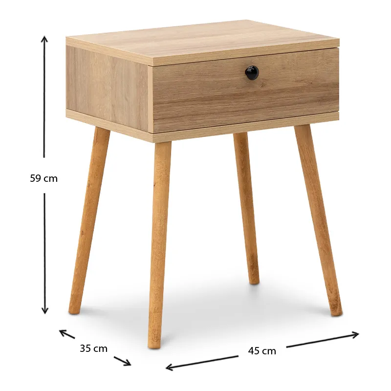 Κομοδίνο Pauline Megapap μελαμίνης χρώμα pine oak 45x35x61εκ. - Κομοδίνα