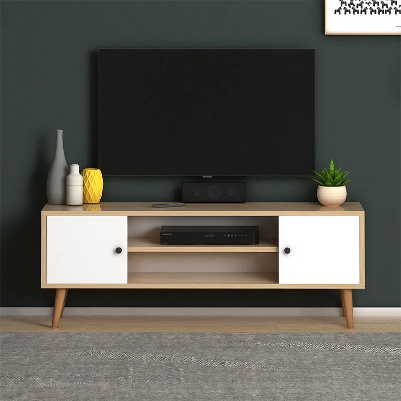 Έπιπλο τηλεόρασης Parma Megapap μελαμίνης χρώμα white - oak 120x30x40εκ. - Έπιπλα τηλεόρασης