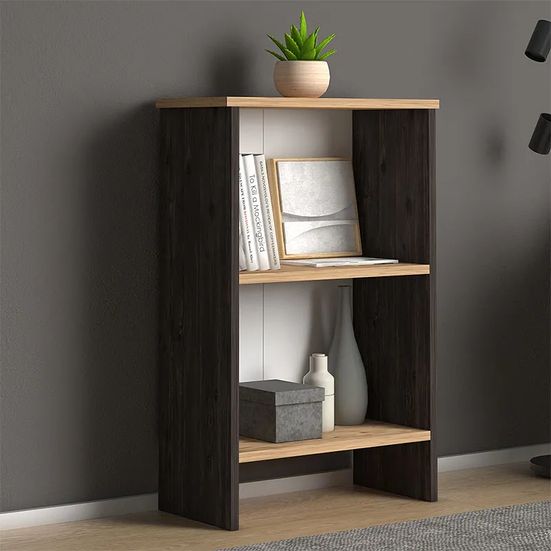 Βιβλιοθήκη μελαμίνης Flora Megapap χρώμα industrial grey - oak 52x25x80εκ. - Βιβλιοθήκες