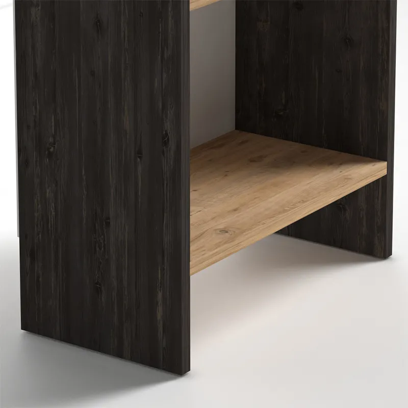 Βιβλιοθήκη μελαμίνης Flora Megapap χρώμα industrial grey - oak 52x25x80εκ. - Βιβλιοθήκες