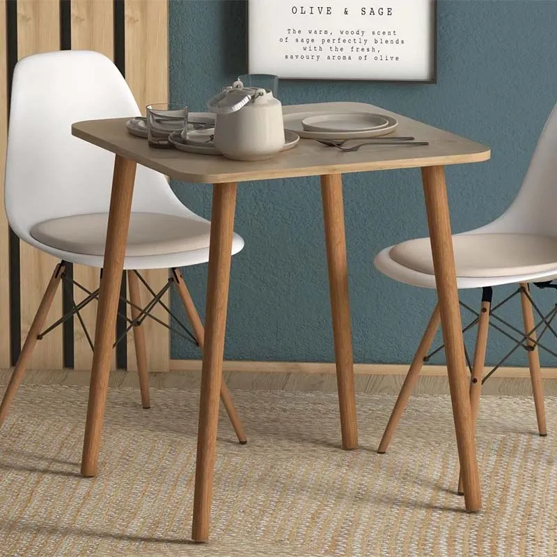 Τραπέζι Kare Megapap από μελαμίνη χρώμα oak 70x70x72εκ. - Τραπέζια
