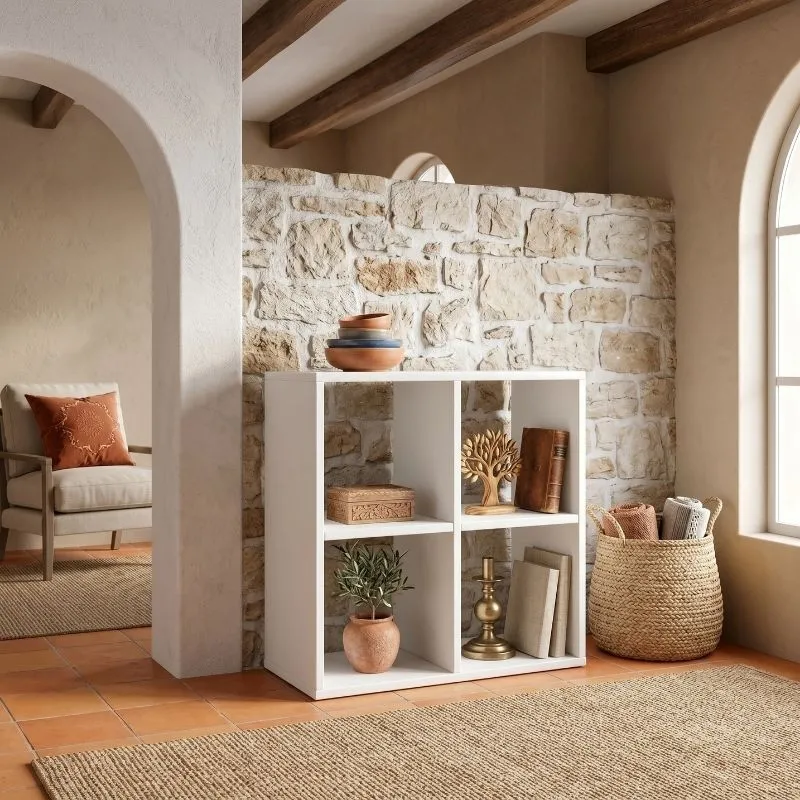Βιβλιοθήκη Cube Megapap χρώμα λευκό 60x30x60εκ.