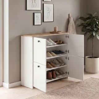 Παπουτσοθήκη Palma Megapap χρώμα λευκό - sapphire oak 90x35x90εκ.