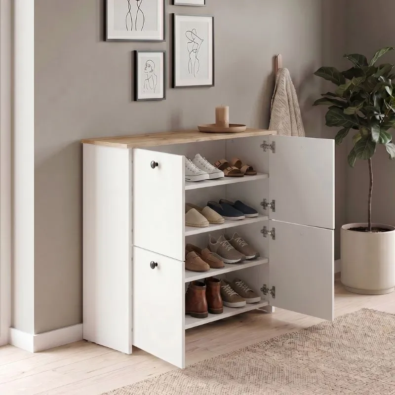 Παπουτσοθήκη Palma Megapap χρώμα λευκό - sapphire oak 90x35x90εκ.