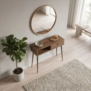 Κονσόλα Napoli Megapap χρώμα καρυδί 90x29x88εκ.