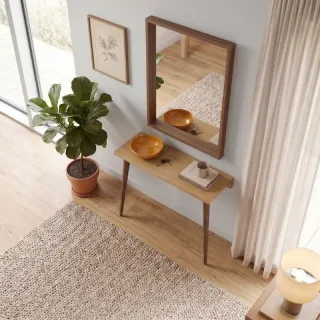 Κονσόλα επιτοίχια Moca Megapap χρώμα sapphire oak 60x22x77εκ.