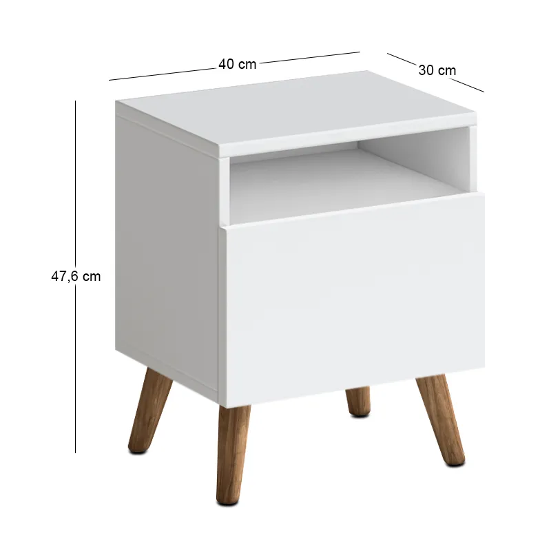 Κομοδίνο Sole Megapap χρώμα λευκό 40x30x47,6εκ.