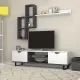Σύνθεση τηλεόρασης Lonsa Megapap από μελαμίνη χρώμα λευκό 160x35x40εκ. - Έπιπλα τηλεόρασης