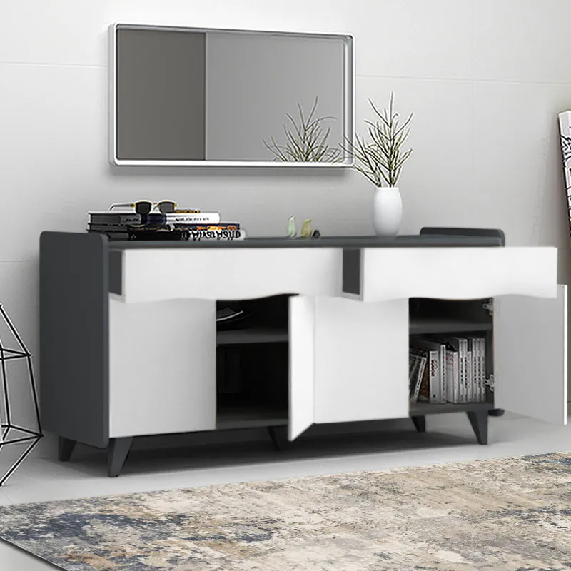 Μπουφές μελαμίνης Sila Megapap χρώμα λευκό - γκρι 140x45x72εκ. - Μπουφέδες